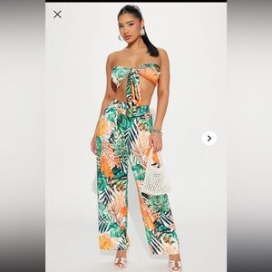 Fashion nova Tropics Vibe Pant Set - Orange/combo